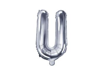 Balón foliový písmeno "U", 35 cm, stříbrný (NELZE PLNIT HELIEM) - PartyDeco