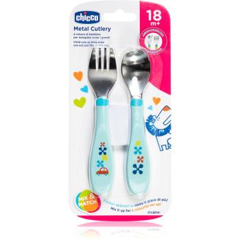 Chicco Metal Cutlery jídelní set 18m+ Blue