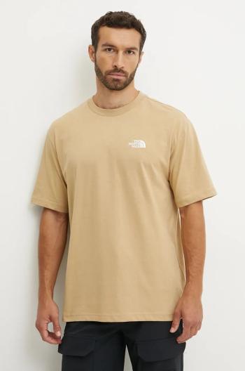 Bavlněné tričko The North Face Essential Oversize Tee béžová barva, NF0A87NRLK51