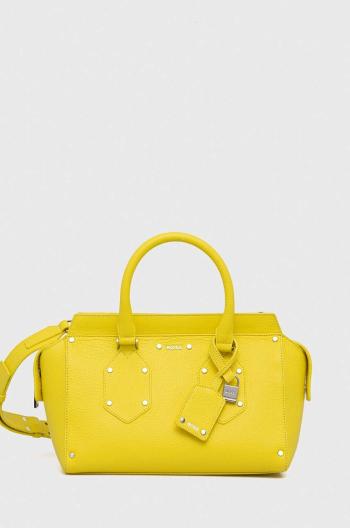 Kožená kabelka BOSS žlutá barva
