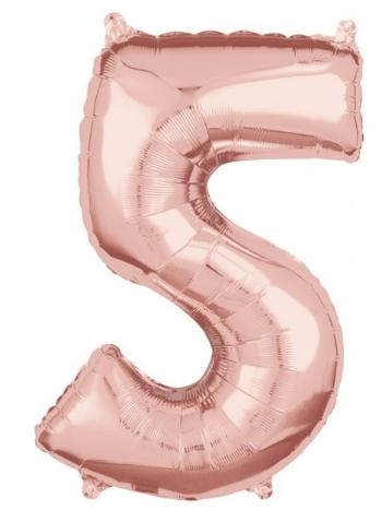 Amscan Fóliový balónek narozeninové číslo 5 růžovo-zlatý 66cm