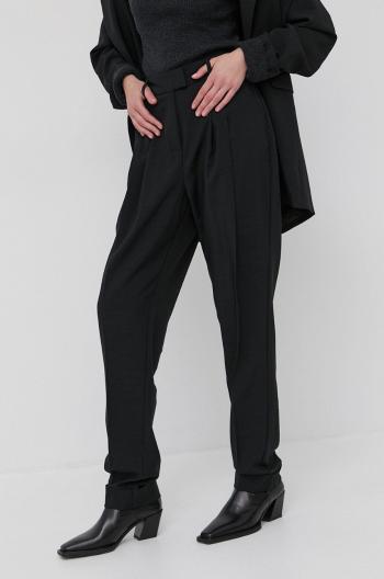 Kalhoty Birgitte Herskind Brenda dámské, černá barva, jednoduché, high waist