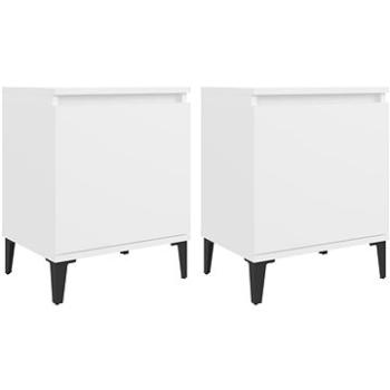 Noční stolky s kovovými nohami 2 ks bílé 40 × 30 × 50 cm (805834)