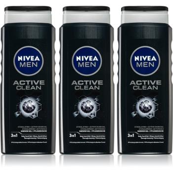 Nivea Men Active Clean sprchový gel pro muže 3 x 500 ml (výhodné balení)