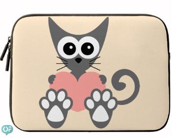 Neoprenový obal na notebook Kočka a srdce