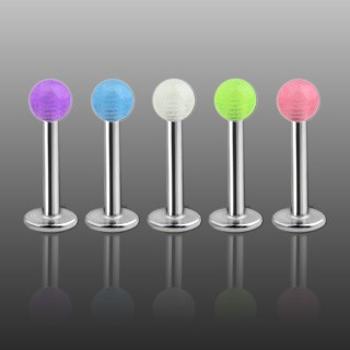 Labret - průsvitná barevná kulička - Barva piercing: Fialová