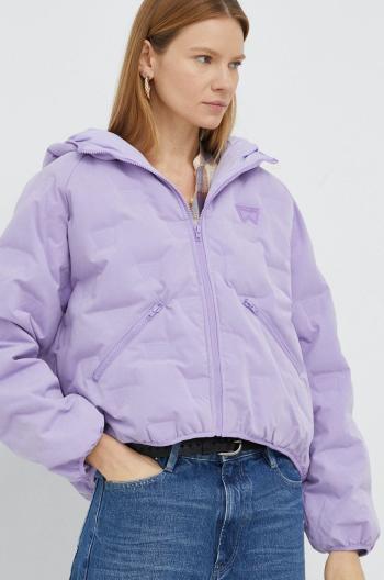 Péřová bunda Wrangler dámská, fialová barva, zimní, oversize