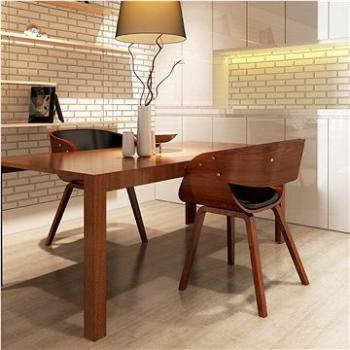 Jídelní židle 2 ks hnědé ohýbané dřevo a umělá kůže (270043)