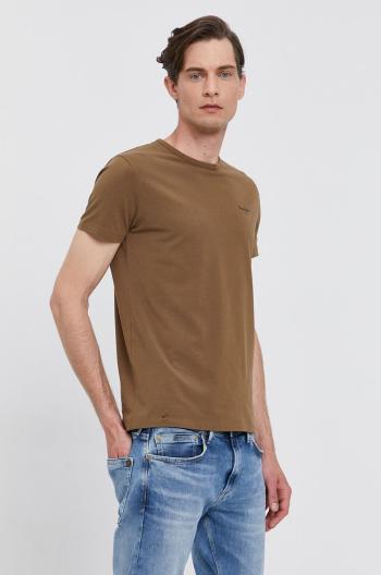 Tričko Pepe Jeans ORIGINAL BASIC pánské, béžová barva, hladké