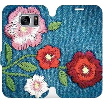 Flipové pouzdro na mobil Samsung Galaxy S7 Edge - MD05P Džínové květy (5903226185313)