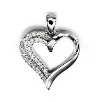 Šperky4U Stříbrný přívěšek srdce se zirkony - ZB81200