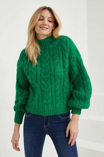 Vlněný svetr Answear Lab dámský, zelená barva, hřejivý, s pologolfem