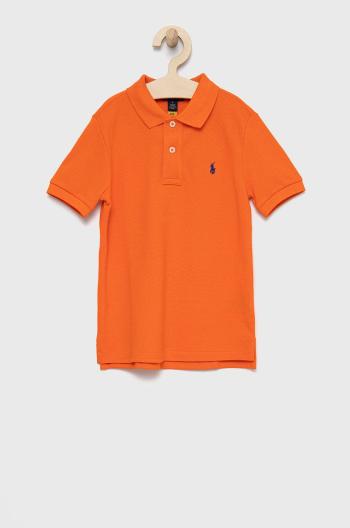 Dětská bavlněná polokošile Polo Ralph Lauren oranžová barva
