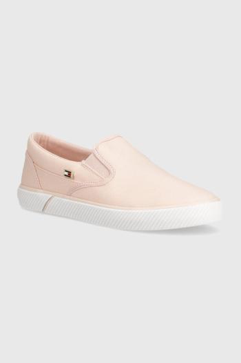 Tenisky Tommy Hilfiger VULC CANVAS dámské, růžová barva, FW0FW08065