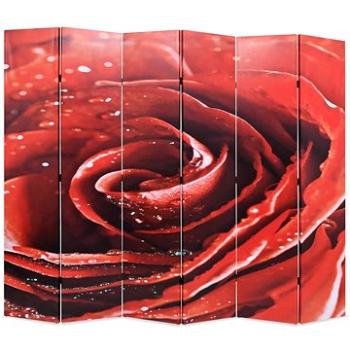 Skládací paraván 228 x 170 cm růže červený (245896)