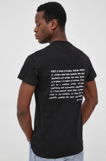 Bavlněné tričko Young Poets Society černá barva, s potiskem