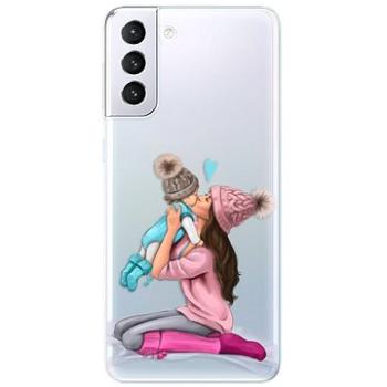 iSaprio Kissing Mom - Brunette and Boy pro Samsung Galaxy S21+ (kmbruboy-TPU3-S21p)