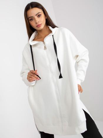 BÍLÁ DLOUHÁ MIKINA MOROCCO NA ZIP -FA-BL-7400.86P-WHITE Velikost: ONE SIZE