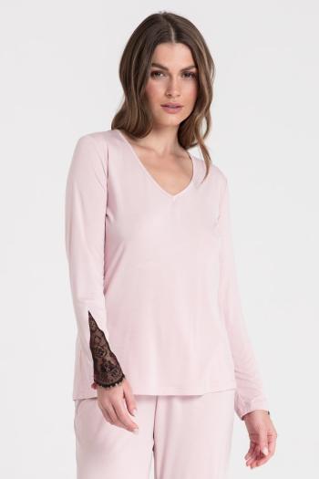 Světle růžový pyžamový top s krajkovými prvky LA072