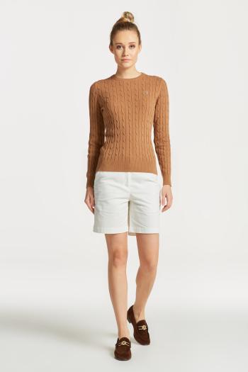 SVETR GANT STRETCH COTTON CABLE C-NECK hnědá L