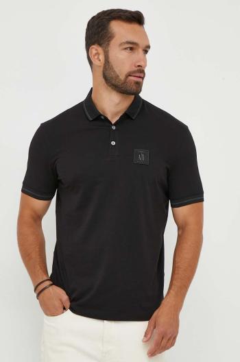 Bavlněné polo tričko Armani Exchange černá barva