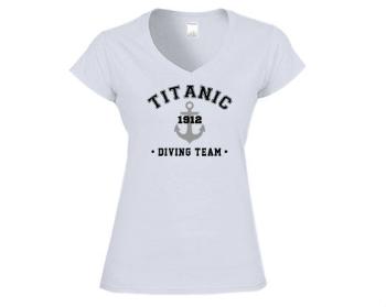 Dámské tričko V-výstřih TITANIC DIVING TEAM