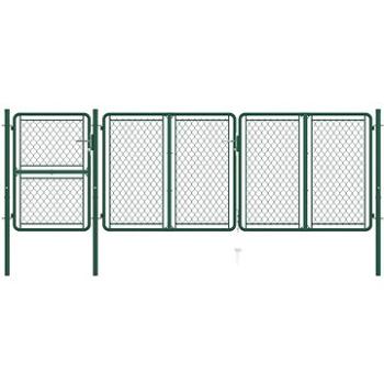 Zahradní brána ocel 125×395 cm zelená 144446