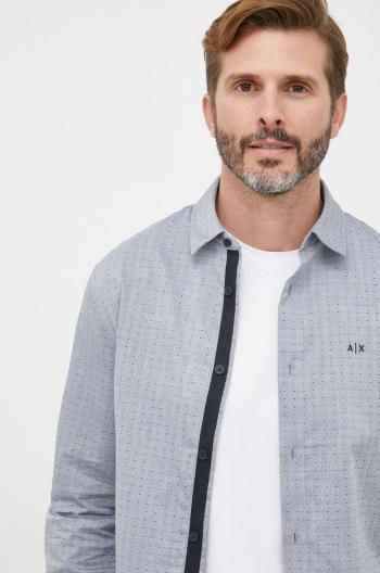 Bavlněné tričko Armani Exchange šedá barva, regular, s klasickým límcem
