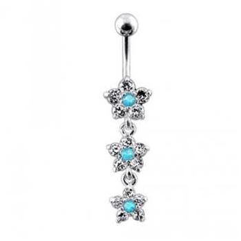 Šperky4U Stříbrný piercing do pupíku - kytičky - BP01123-CQ