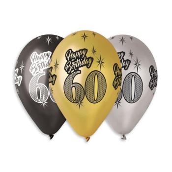 Balónky metalické 60 let, Happy Birthday - mix barev - 30 cm (5 ks) - SMART