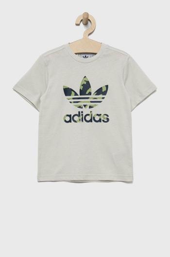 Dětské bavlněné tričko adidas Originals HC4533 béžová barva, s potiskem