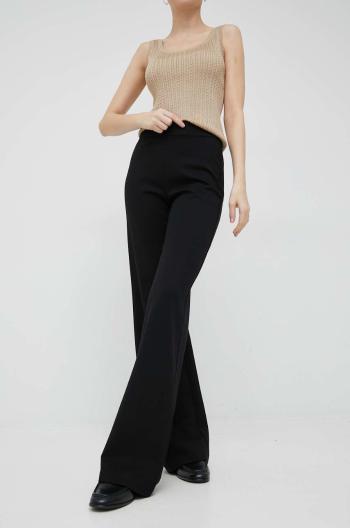 Kalhoty Dkny dámské, černá barva, zvony, high waist