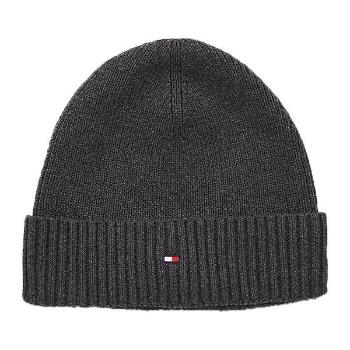 Tommy Hilfiger ESSENTIAL FLAG BEANIE Pánská zimní čepice, tmavě šedá, velikost UNI