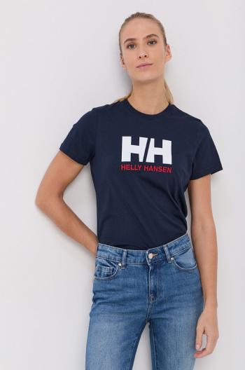 Bavlněné tričko Helly Hansen tmavomodrá barva