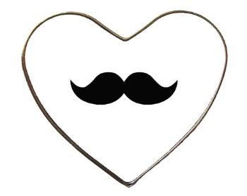 Magnet srdce kov moustache