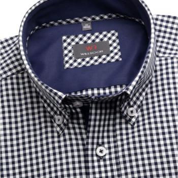 Pánská košile Slim Fit (výška 176-182) 5748 s modro-bílou kostkou 176-182 / M (39/40)