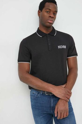 Bavlněné polo tričko Michael Kors černá barva, s aplikací