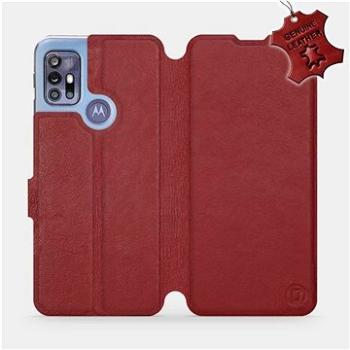 Kožené flip pouzdro na mobil Motorola Moto G30 - Tmavě červené -  Dark Red Leather (5903516687343)