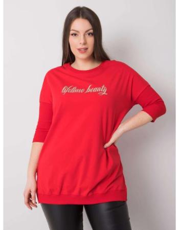 Dámská halenka plus size s nápisem BEAUTY červená