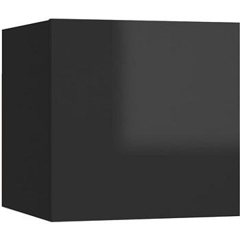 Noční stolek černý s vysokým leskem 30,5x30x30 cm dřevotříska (3079727)