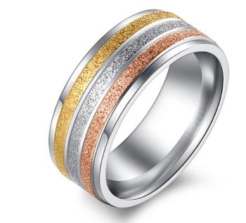 Ziskoun Dámský prsten z pískované chirurgické oceli- Tricolor SR000034 Velikost: 8