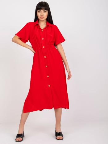 ČERVENÉ MIDI ŠATY S KNOFLÍKY -CHA-SK-2904.89-RED Velikost: S/M