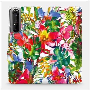 Flipové pouzdro na mobil Sony Xperia 1 II - MG07S Pestrobarevné květy a listy (5903516242542)