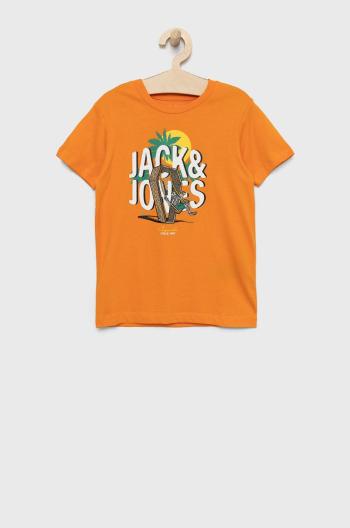 Dětské bavlněné tričko Jack & Jones oranžová barva, s potiskem