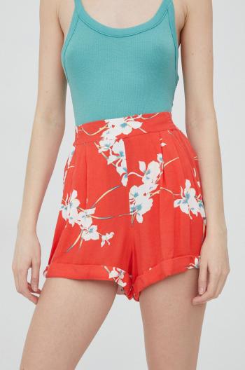 Kraťasy Volcom dámské, růžová barva, vzorované, high waist