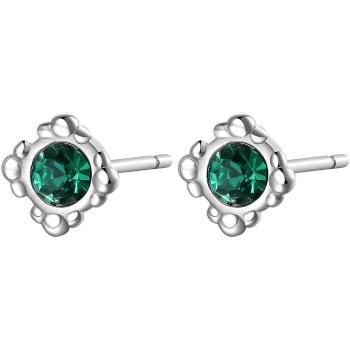 S`Agapõ Elegantní ocelové náušnice se zelenými krystaly CLICK SCK32