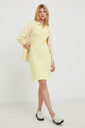 Bavlněné šaty BOSS žlutá barva, mini