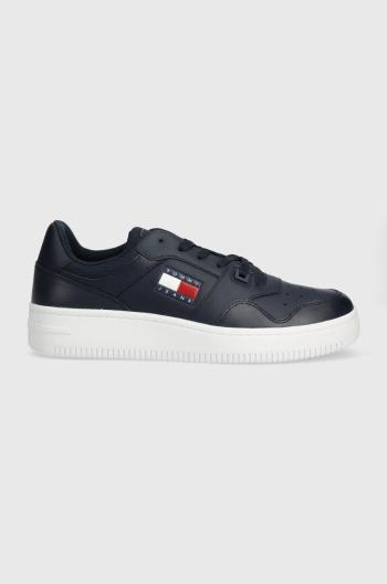 Kožené sneakers boty Tommy Jeans TJM RETRO BASKET ESS černá barva, EM0EM01395