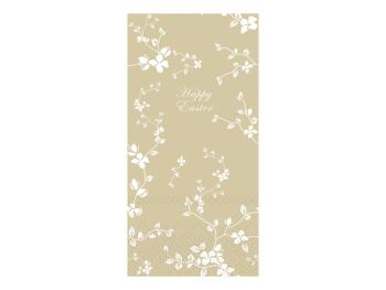 Béžové velikonoční papírové ubrousky s kvítky Happy Easter - 33*33/20*10cm (16ks) 38016-15