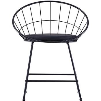 Jídelní židle se sedáky z umělé kůže 2 ks černé ocelové (247274)